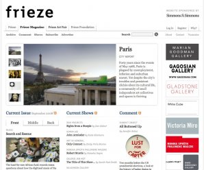 screenshot of frieze magazine